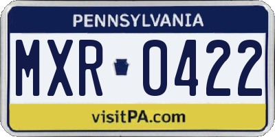 PA license plate MXR0422
