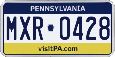 PA license plate MXR0428
