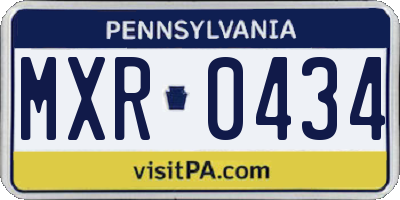 PA license plate MXR0434