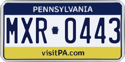 PA license plate MXR0443
