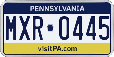 PA license plate MXR0445