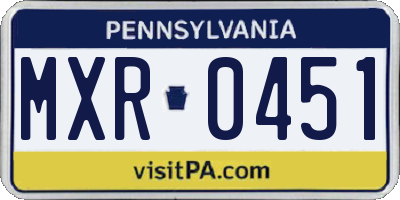 PA license plate MXR0451