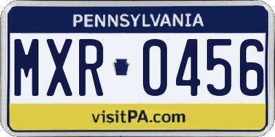 PA license plate MXR0456