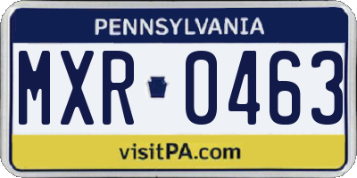 PA license plate MXR0463