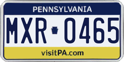PA license plate MXR0465