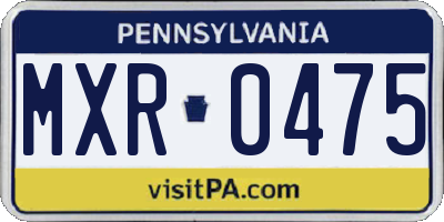 PA license plate MXR0475