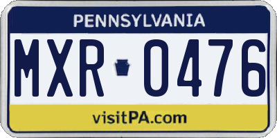 PA license plate MXR0476