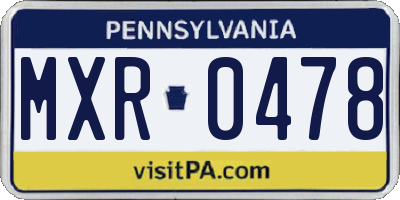 PA license plate MXR0478
