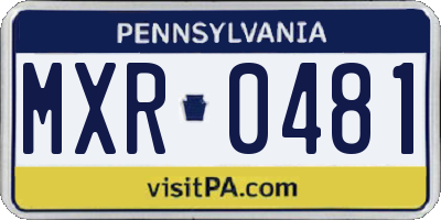 PA license plate MXR0481