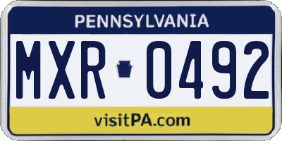 PA license plate MXR0492