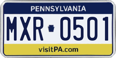 PA license plate MXR0501