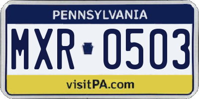 PA license plate MXR0503