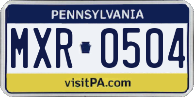 PA license plate MXR0504