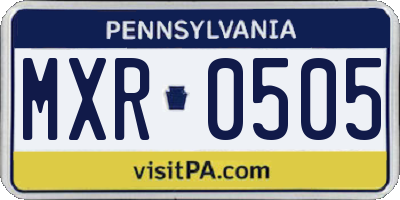 PA license plate MXR0505