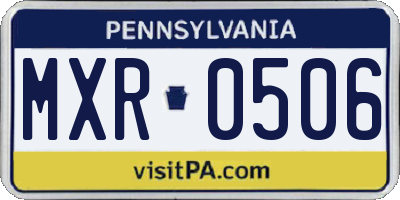 PA license plate MXR0506