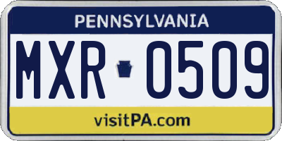 PA license plate MXR0509