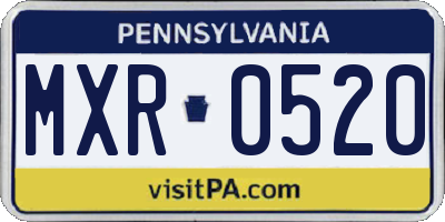 PA license plate MXR0520