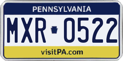 PA license plate MXR0522