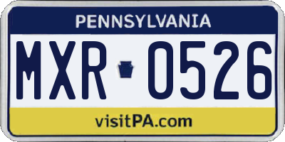 PA license plate MXR0526