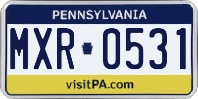 PA license plate MXR0531