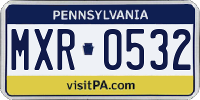 PA license plate MXR0532