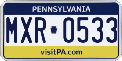 PA license plate MXR0533