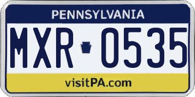 PA license plate MXR0535