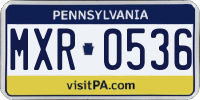 PA license plate MXR0536