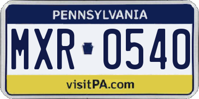 PA license plate MXR0540