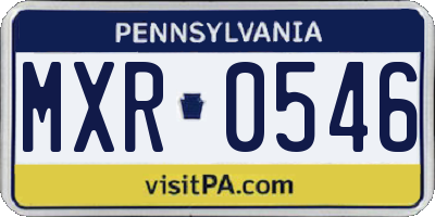 PA license plate MXR0546