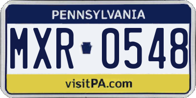 PA license plate MXR0548
