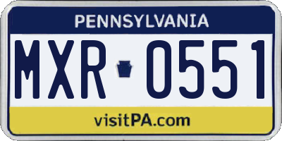 PA license plate MXR0551