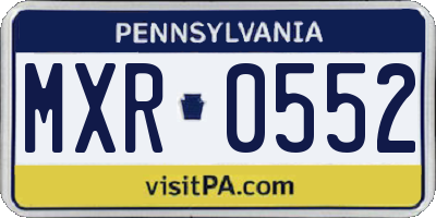 PA license plate MXR0552