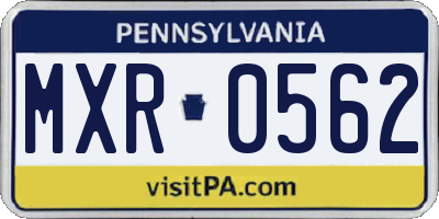 PA license plate MXR0562