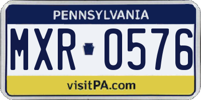 PA license plate MXR0576