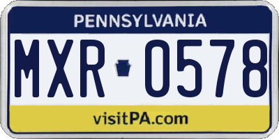 PA license plate MXR0578
