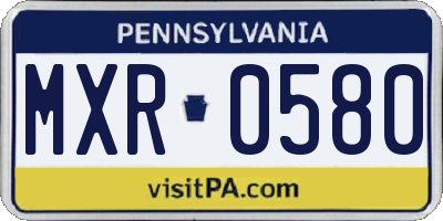 PA license plate MXR0580