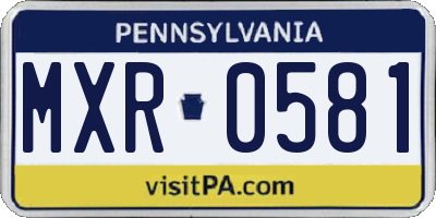 PA license plate MXR0581