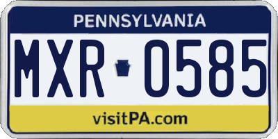 PA license plate MXR0585