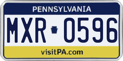 PA license plate MXR0596