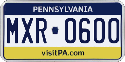 PA license plate MXR0600