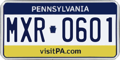 PA license plate MXR0601