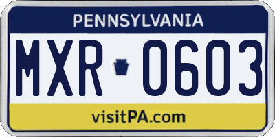PA license plate MXR0603