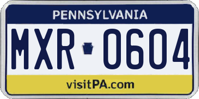 PA license plate MXR0604