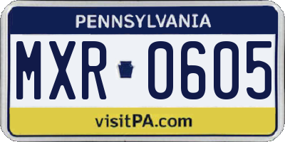 PA license plate MXR0605