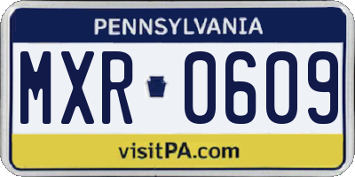 PA license plate MXR0609