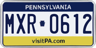 PA license plate MXR0612
