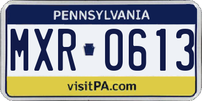 PA license plate MXR0613