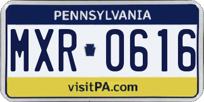 PA license plate MXR0616