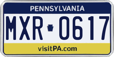 PA license plate MXR0617
